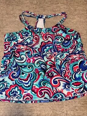 Sz 22 W double strap halter swim top 24th & Ocean baby doll style plus size
